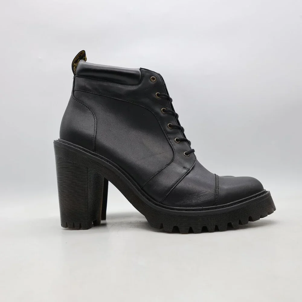 NWOB Doc Dr Martens Averil Boots Women's Size US 11 Black Leather Heeled Lace Up
